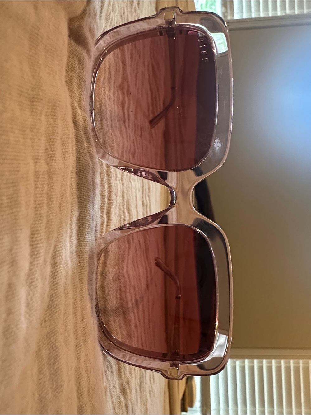 Diff Eyewear Clear Pink Oversized Square Sunglasses